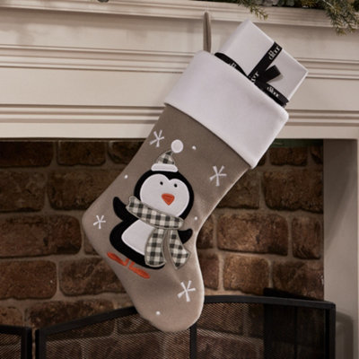 Dibor Grey Penguin Xmas Christmas Gift Bag Christmas Stocking For Kids from B&Q