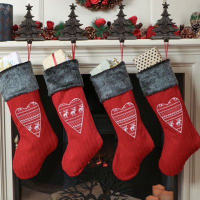 Dibor Set Of 4 Nordic Heart Xmas Tree Decoration Christmas Gift Bag Christmas Stocking