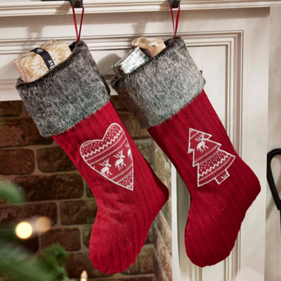 Dibor Pack Of 2 Nordic Heart And Tree Xmas Gift Decoration Christmas Stocking For Kids from B&Q