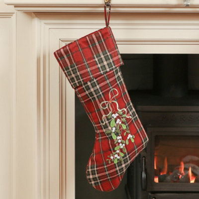 Dibor Set Of 2 Mistletoe Highland Tartan Xmas Gift Decoration Christmas Stocking For Kids from B&Q