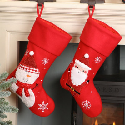 Dibor Pack Of 2 Santa Claus & Snowman Children's Tree Decoration Christmas Gift Bag Christmas Stocking