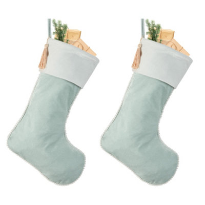 Dibor Set Of 2 Traditional Light Blue Berkeley Velvet Xmas Gift Decoration Christmas Stocking For Kids from B&Q