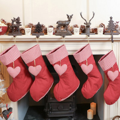 Dibor Pack Of 5 Traditional Red Gingham Xmas Christmas Gift Bag Christmas Stocking For Kids from B&Q