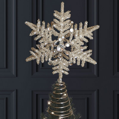 Dibor Silver Snowflake Tree Christmas Decorations Topper from B&Q