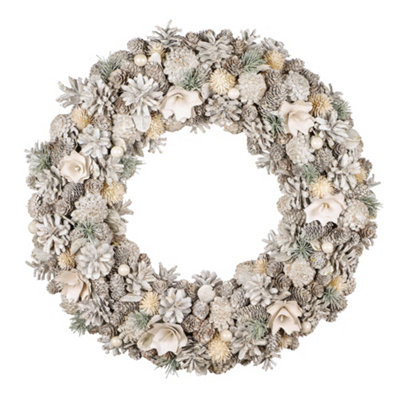 Dibor 50Cm Giant Morning Frost Xmas Festive Decor Front Door Wreath Christmas Wreath from B&Q