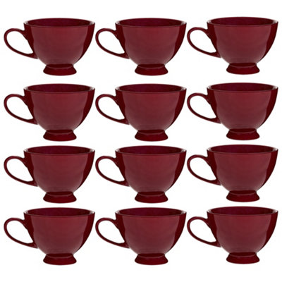 Dibor Set Of 12 Montmartre Large Malbec Red Ceramic Tea Cups Coffee Mugs H9.7Cm X Dia13.5Cm from B&Q