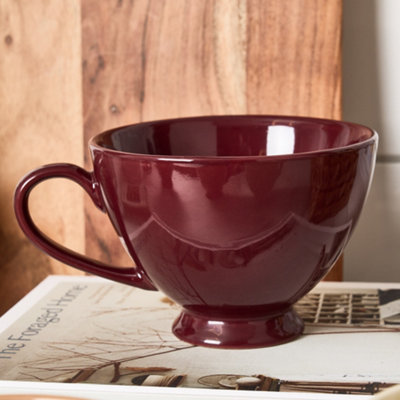 Dibor Set Of 8 Montmartre Large Malbec Red Ceramic Tea Cups Coffee Mugs H9.7Cm X Dia13.5Cm from B&Q