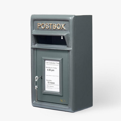 Wall Mounted Post Box Classic Grey Large Letter Box Lockable With 2 KeysHeavy Duty Cast Iron Mail Box Weatherproof Mailbox from B&Q