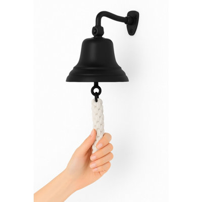 B&Q Bar Bell Accessories For Home Pub Hand Bell Wall Mounted Bar Bell Nautical Decorations Unique Bell 8 Inch Black
