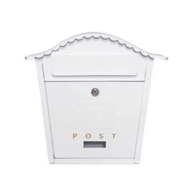 Wall Mounted Post Box Contemporary Design Large Letterbox Lockable 2 Keys Iron Weatherproof Mailbox from B&Q