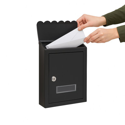 Wall Mounted Post BoxGalvanized Steel Lockable Mailbox With 2 KeysWeatherproof Letterbox21X30X7Cm Black from B&Q