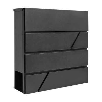 B&Q Wall Mounted Post Box With Newspaper Holder, Lockable With 2 Keys, Modern Design, Easy To Install, 37X10.5x37