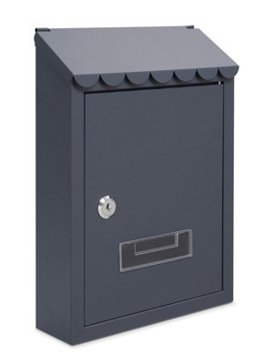 B&Q Wall Mounted Post Box With Newspaper Holder, Lockable With 2 Keys, Modern Design, Easy To Install, Grey