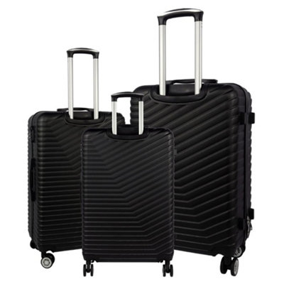 Alivio Lightweight Hard Shell Abs Suitcase, Luggage Travel Trolley Set Of 3 Cabin Cases - Black