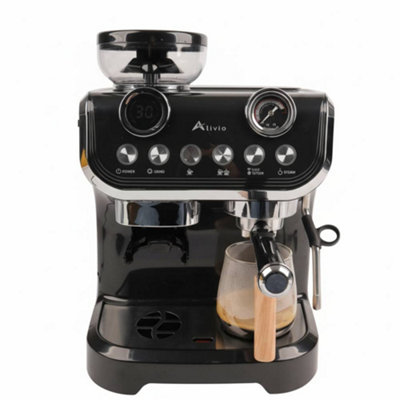 Alivio 2L Bean To Cup Coffee MachineAutomatic Coffee Maker With Grinder & MilkProfessional Espresso Cappuccino 1450W (Black) from B&Q
