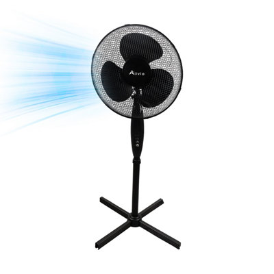 Alivio 16In Pedestal Fan3 Speed Rapid Cooling Adjustable Height Floor Fan (Black) from B&Q