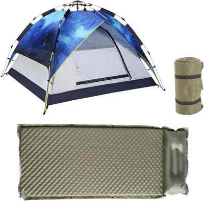 Alivio Weather Resistant Camping Tent 2 To 3 People With Inflatable Self Inflation 1.5In  (Blue & GreenPack Of 2) from B&Q