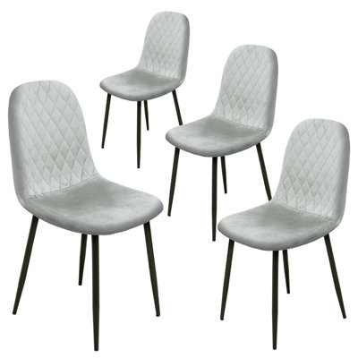 Alivio 4Pc Velvet Dining ChairsErgonomic Upholstered Seat Metal Legs Indoor & Outdoor (GreyPack Of 4) from B&Q