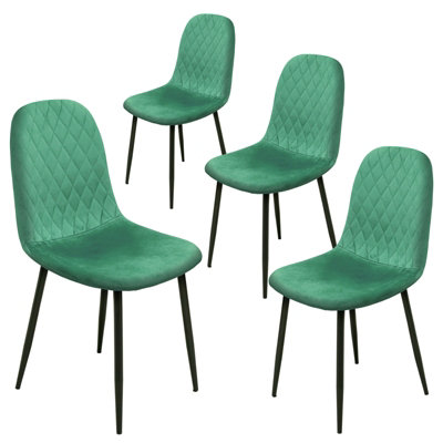 Alivio 4-Piece Velvet Dining ChairsErgonomic Upholstered Seat Metal Legs Indoor & Outdoor (Green) from B&Q