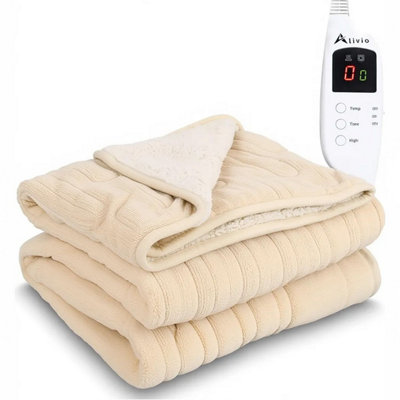 Alivio Electric Heated Blanket With 7 Heat Levels & 9 Timer Modes (Beige) from B&Q