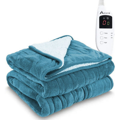 Alivio Electric Heated Blanket With 7 Heat Levels & 9 Timer Modes (Teal) from B&Q