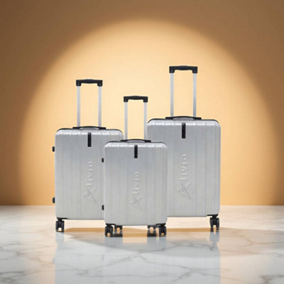 Alivio Lightweight Expandable Hard Shell Trolley Suitcase With Wheels (Silver)