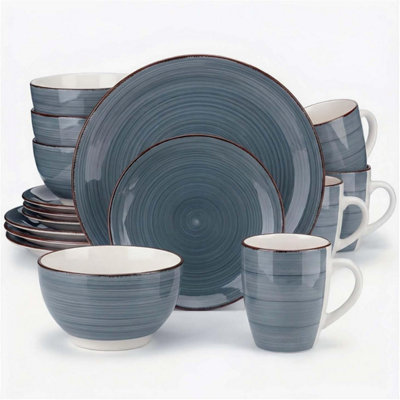 Alivio 16-Piece Porcelain Dinner Set Lead-Free Glaze Dinnerware (Grey) from B&Q
