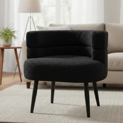 Alivio Black Sherpa Sofa ChairModern Accent Armchair For Living RoomBedroomDining Room & Makeup VanitySoft Cushioned Chair from B&Q