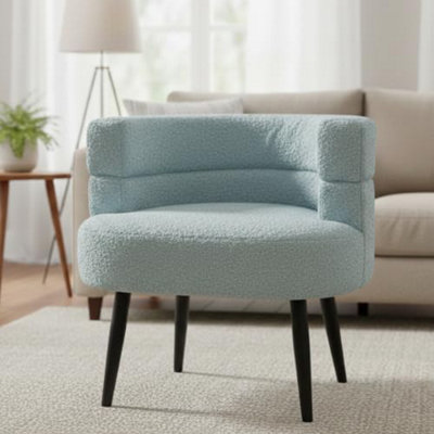 Alivio Blue Sherpa Sofa ChairModern Accent Armchair For Living RoomBedroomDining Room & Makeup VanitySoft Cushioned Chair from B&Q