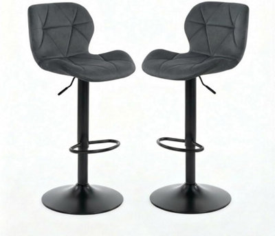 Alivio Modern Faux Velvet Adjustable Bar Stool (Set Of 2Velvet Dark Grey) from B&Q