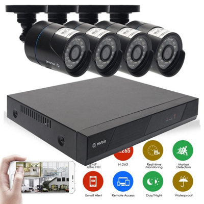 Hirix 5Mp Cctv Surveillance Security Camera, 1080P 4 Channel Ahd Kit Cctv With 500Gb Hdd