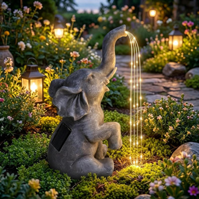Alivio Solar Elephant Statue Garden Decoration Outdoor Figurine With Glowing Led Lights For Patio Yard Lawn And Porch Ornaments from B&Q