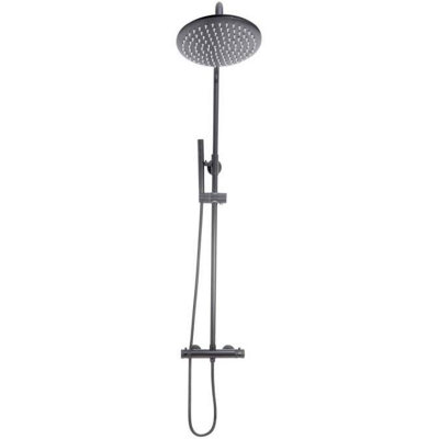 Apres Gunmetal Round Rigid Riser Shower Corso Bathrooms from B&Q