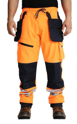 Sam Caan Softshell Mens Work Trousers Fleece Lined Water & Wind Proof Combat Cargo Safety Pants-St1- 36W/32L from B&Q