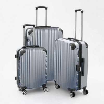 Tov Hard Case Luggage Shell Pc+Abs Cabin Suitcase 4 Wheel Travel Bag LightweightSilver from B&Q