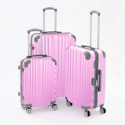 Tov Hard Case Luggage Shell Pc+Abs Cabin Suitcase 4 Wheel Travel Bag LightweightPink from B&Q