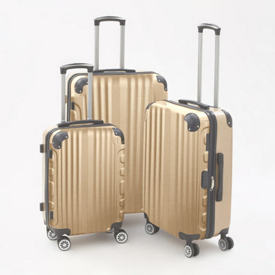 Tov Hard Case Luggage Shell Pc+Abs Cabin Suitcase 4 Wheel Travel Bag LightweightGold from B&Q
