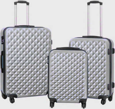 Tov Hard Case Luggage Shell Pc+Abs Cabin Suitcase 4 Wheel Travel Bag LightweightSilver from B&Q