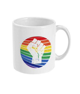 11Oz Ceramic Pride Mug Raindow Fist