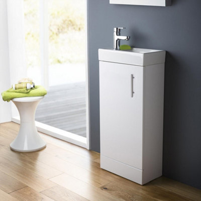 FNX Bathrooms Bubly Bathrooms™ 400mm Compact Cloakroom Storage Bathroom Vanity Unit & Ceramic Basin Sink from B&Q