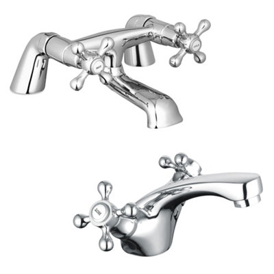 FNX Bathrooms Sterling Traditional Bath Filler Mixer & Basin Tap PackChrome from B&Q