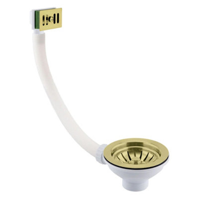 FNX Bathrooms Kitchen Sink Basket Strainer Waste Square Overflow Brushed Brass from B&Q