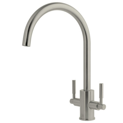 FNX Bathrooms Newbury Stainless Steel Dual Lever Kitchen Tap Sink Mixer High Quality from B&Q
