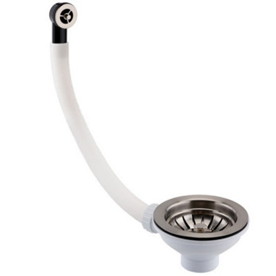 FNX Bathrooms Basket Strainer Waste Round Overflow Stainless Steel from B&Q