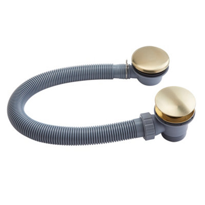 FNX Bathrooms Brushed Brass Bath Waste Pop Up Plug Click Clack And Overflow from B&Q