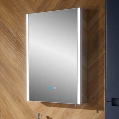 FNX Bathrooms 500mm Mirror Cabinet 1 Door Led Illuminated Bluetooth Speakers Ip44