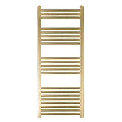 FNX Bathrooms Luxury Brushed Brass 1200X500mm Towel RadiatorModern Dual Fuel Bathroom Ladder Rail For Optimal Warmth & Style from B&Q