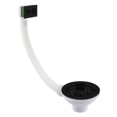 FNX Bathrooms Matt Black Kitchen Basin Strainer Waste Square Overflow from B&Q