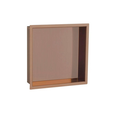 FNX Bathrooms Fnx 300X300mm Brushed Bronze Wet Room Shower Niche Recessed Storage Unit With Brass Pvd Finish from B&Q