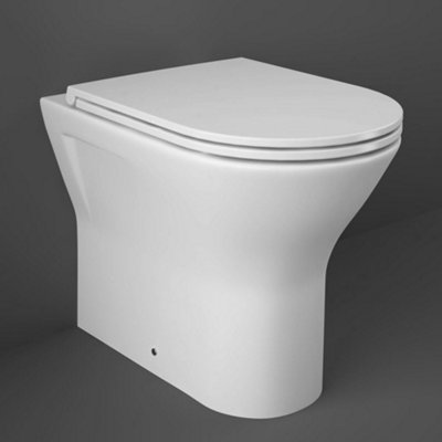 RAK Ceramics Rak Resort D-Shape Back-To-Wall Wc Pan With Integrated Soft-Close & Quick-Release Seat In Gloss Alpine White from B&Q
